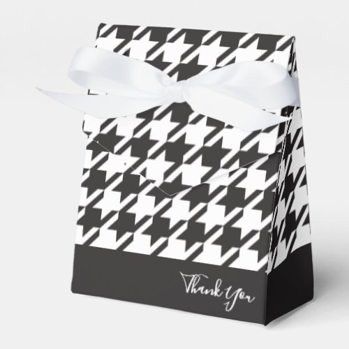 Classic Modern Black White Houndstooth Thank You Favor Boxes