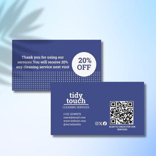 Classic Modern Blue Polka Dots Cleaning Services Discount Card