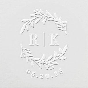 Classic Modern Botanical Wedding Monogram Embosser