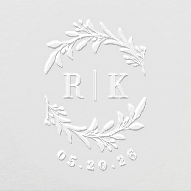 Classic Modern Botanical Wedding Monogram Embosser (Design)