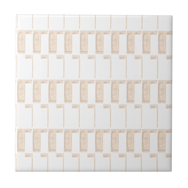 Classic Modern Ceramic Tile Beige & White Square (Front)