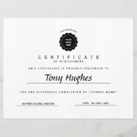 Classic Modern Certificate, Diploma