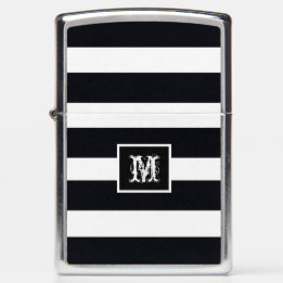 Classic Modern Chic Monogram Initial Black & White Zippo Lighter