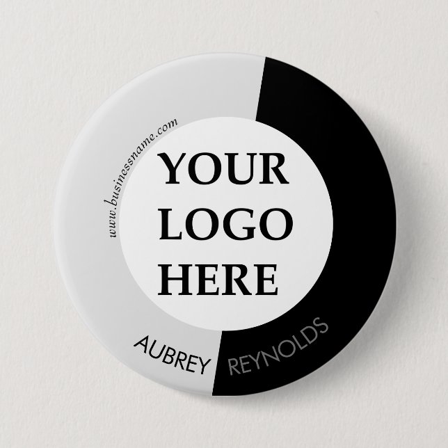 Classic Modern Custom Black And White Logo Button (Front)