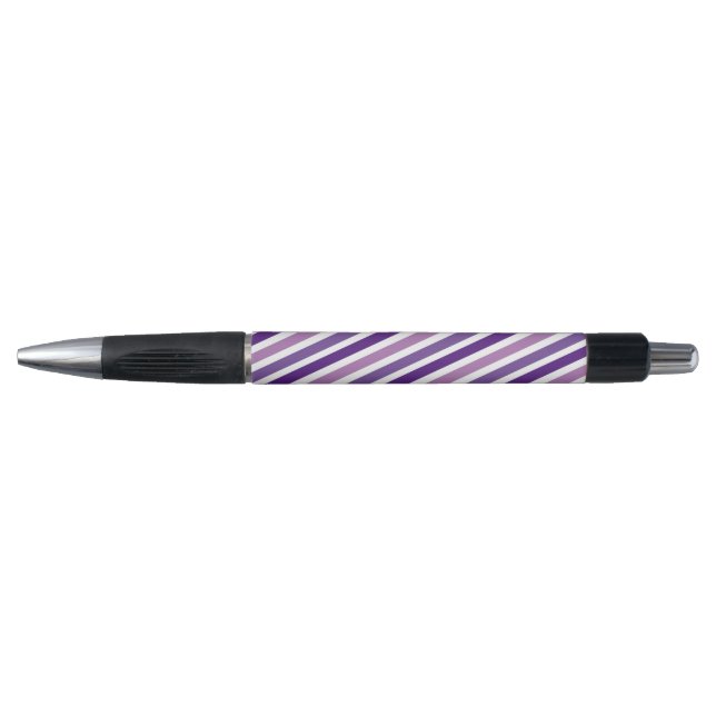 Classic Modern Cute Chic Purple & White Stripes  Pen (Front)