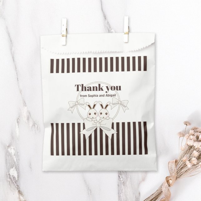 Classic Modern Cute Twin Bunny Girl Thank You Favor Bag (Creator Uploaded)