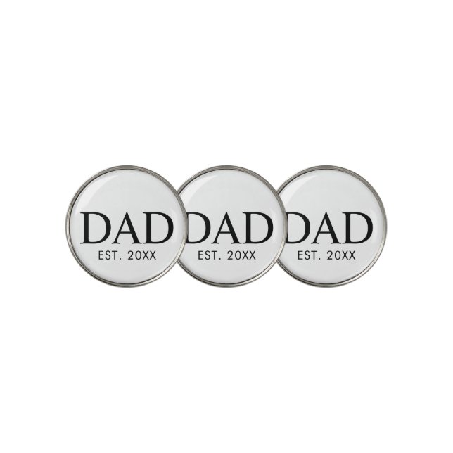Classic Modern Dad Year Established Golf Ball Marker (3 Up)