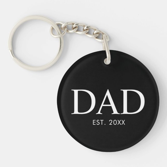 Classic Modern Dad Year Established Keychain (Front)