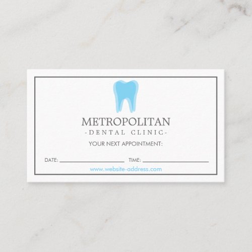 Classic Modern Dentist Tooth Logo Appointment Business Card