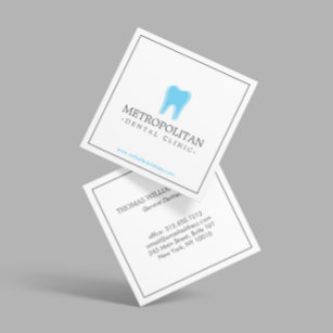 Classic Modern Dentist Tooth Logo on White Square Business Card