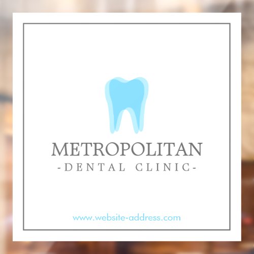 Classic Modern Dentist Tooth Logo on White Window Cling