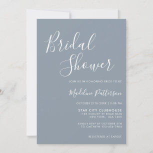 Classic Modern Dusty Blue with Photo Bridal Shower Invitation