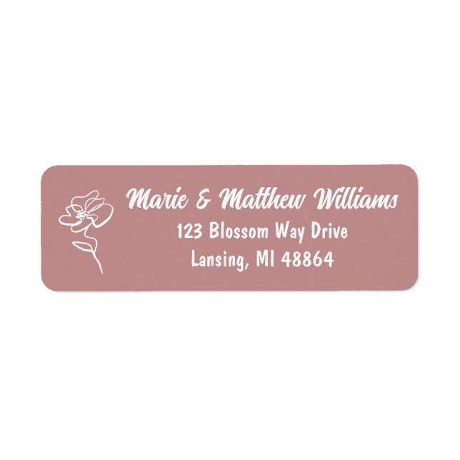 Classic & Modern Dusty Rose Wedding Address Label (Front)