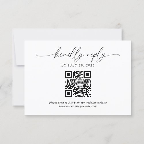 Classic Modern Elegant Script QR Code Wedding RSVP Card