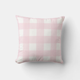 Classic Modern Farmhouse Soft Pink Buffalo Plaid Throw Pillow