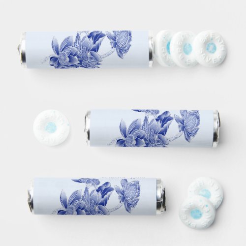 Classic Modern Floral Blue Chinoiserie Wedding Breath Savers Mints