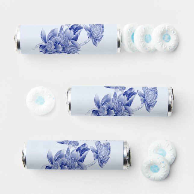 Classic Modern Floral Blue Chinoiserie Wedding Breath Savers® Mints (Assorted)