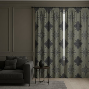 Classic Modern Floral Pattern Dark Yellow Blackout Curtains