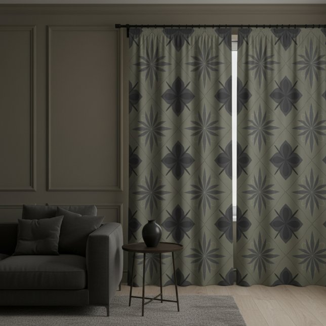 Classic Modern Floral Pattern Dark Yellow Blackout Curtains (Creator Uploaded)