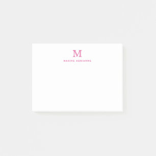 Classic Modern Girly Magenta Pink Monogram Initial Post-it Notes