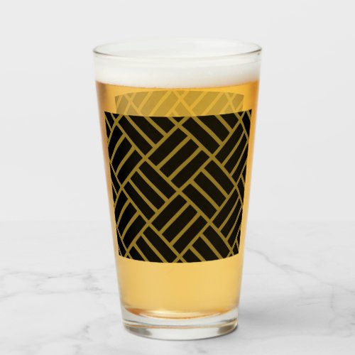 Classic Modern Gold Black Pattern Tall Beer Drink Glass