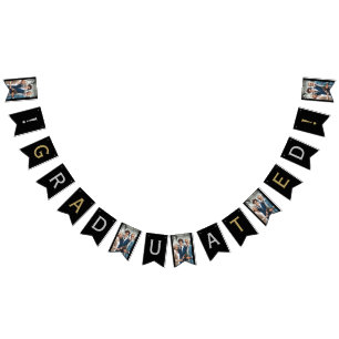 Classic Modern Graduated Photo Silver, Gold, Black Bunting Flags