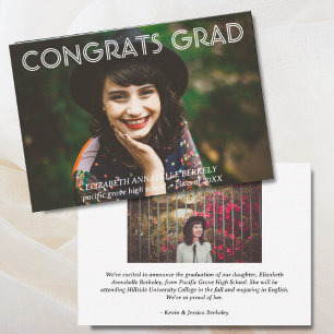 Classic Modern Graduation Photo Announcement Cards
