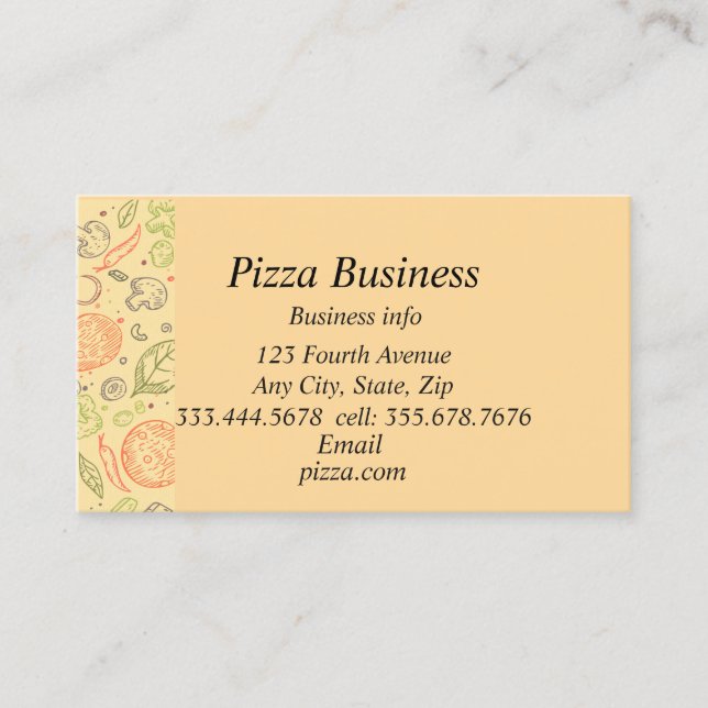 Classic Modern Graphic Art Pizza Business Name Card (Front)