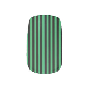 Classic Modern Green and Black Vertical Stripes Minx Nail Art