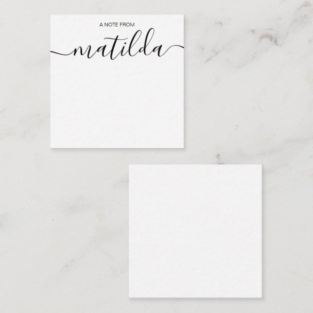 Classic Modern Handwritten Calligraphy Simple Note Card (Front/Back)