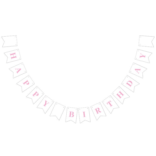 Classic Modern Happy Birthday Light Pink Message Bunting Flags (All)