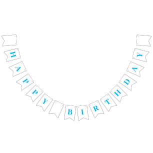 Classic Modern Happy Birthday Sky Blue Message Bunting Flags