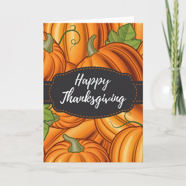 Classic Modern Happy Thanksgiving Greeting Card (Front)