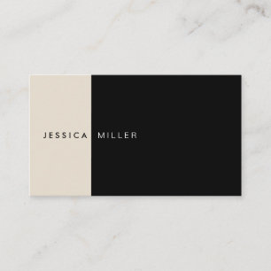 Classic Modern Layout Black & Beige Social Media Business Card