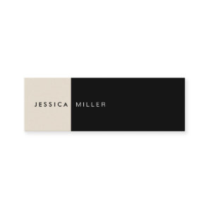 Classic Modern Layout Black & Beige Social Media Mini Business Card