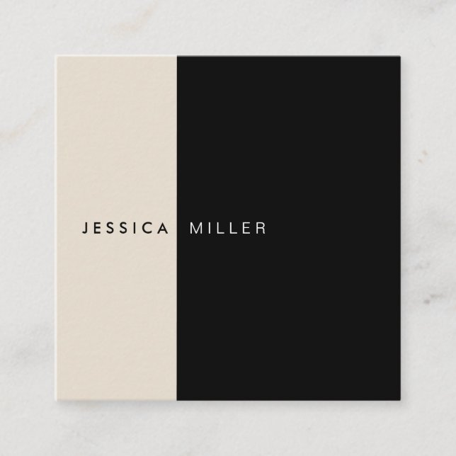 Classic Modern Layout Black & Beige Social Media Square Business Card (Front)