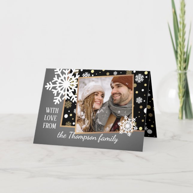 Classic Modern Love Holiday Seasons Greetings Card (Front)