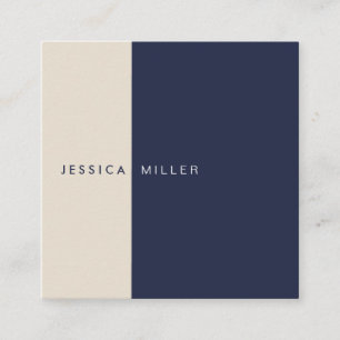 Classic Modern Midnight Blue & Beige Social Media Square Business Card