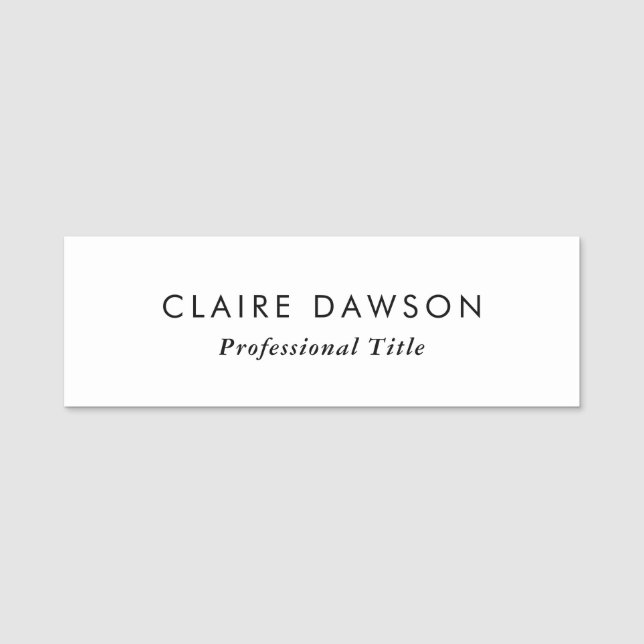Classic Modern Minimal Custom Name Tag (Front)