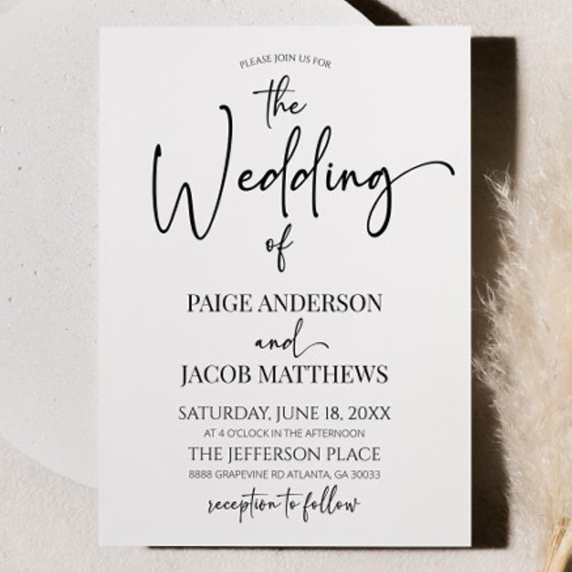 Classic Modern Minimal Minimalist Simple Wedding Invitation (Creator Uploaded)