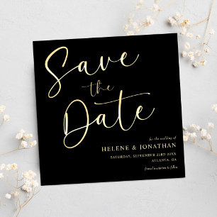 Classic Modern Minimalist Black Elegant Wedding Save The Date