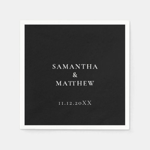 Classic Modern Minimalist Black Wedding Napkins