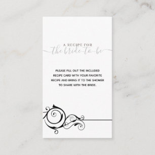 Classic Modern Minimalist Bridal Shower Recipe Enclosure Card