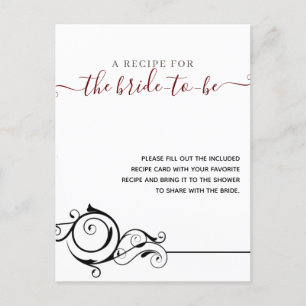 Classic Modern Minimalist Bridal Shower Recipe Holiday Postcard