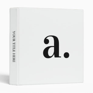 Classic Modern Monogram Black White Minimalist  3 Ring Binder