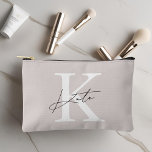 Classic Modern Monogram Bridesmaid Gift Accessory Pouch<br><div class="desc">Custom-designed bridesmaid gift cosmetic bag featuring classic modern style monogram with custom initial and name.</div>