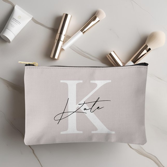 Classic Modern Monogram Bridesmaid Gift Accessory Pouch (Creator Uploaded)