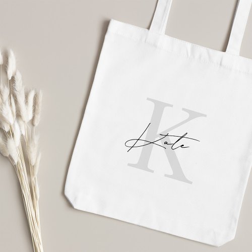 Classic Modern Monogram Bridesmaid Name Tote Bag