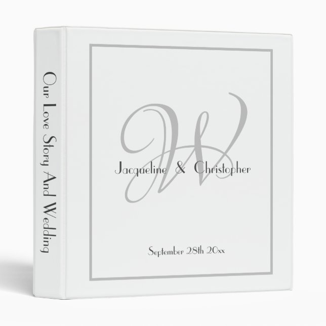 Classic Modern Monogram Cool Classy Wedding Album 3 Ring Binder (Front/Spine)