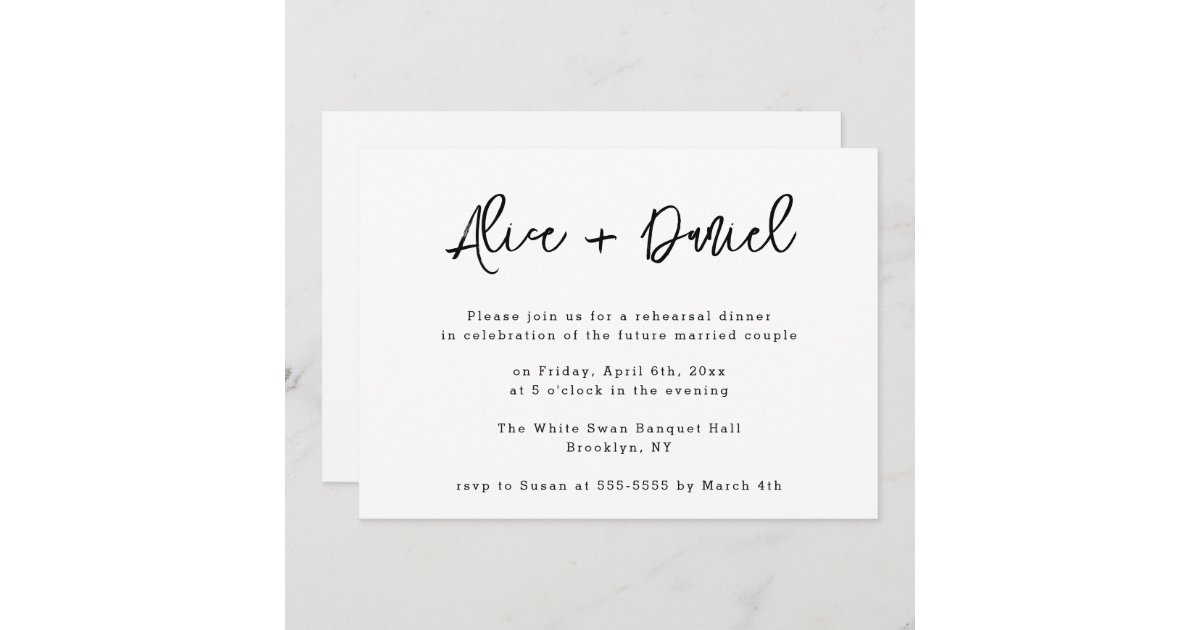 Classic Modern Names Rehearsal Dinner Invitation Zazzle Classic Modern Names Rehearsal Dinner Invitation Zazzle
